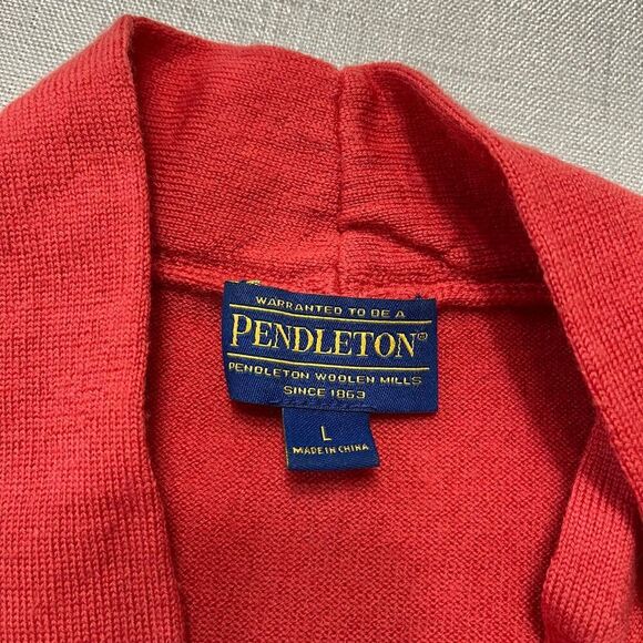 Pendleton Merino Wool Orange Red Shawl-Collar Sweater Size S - Picture 7 of 8